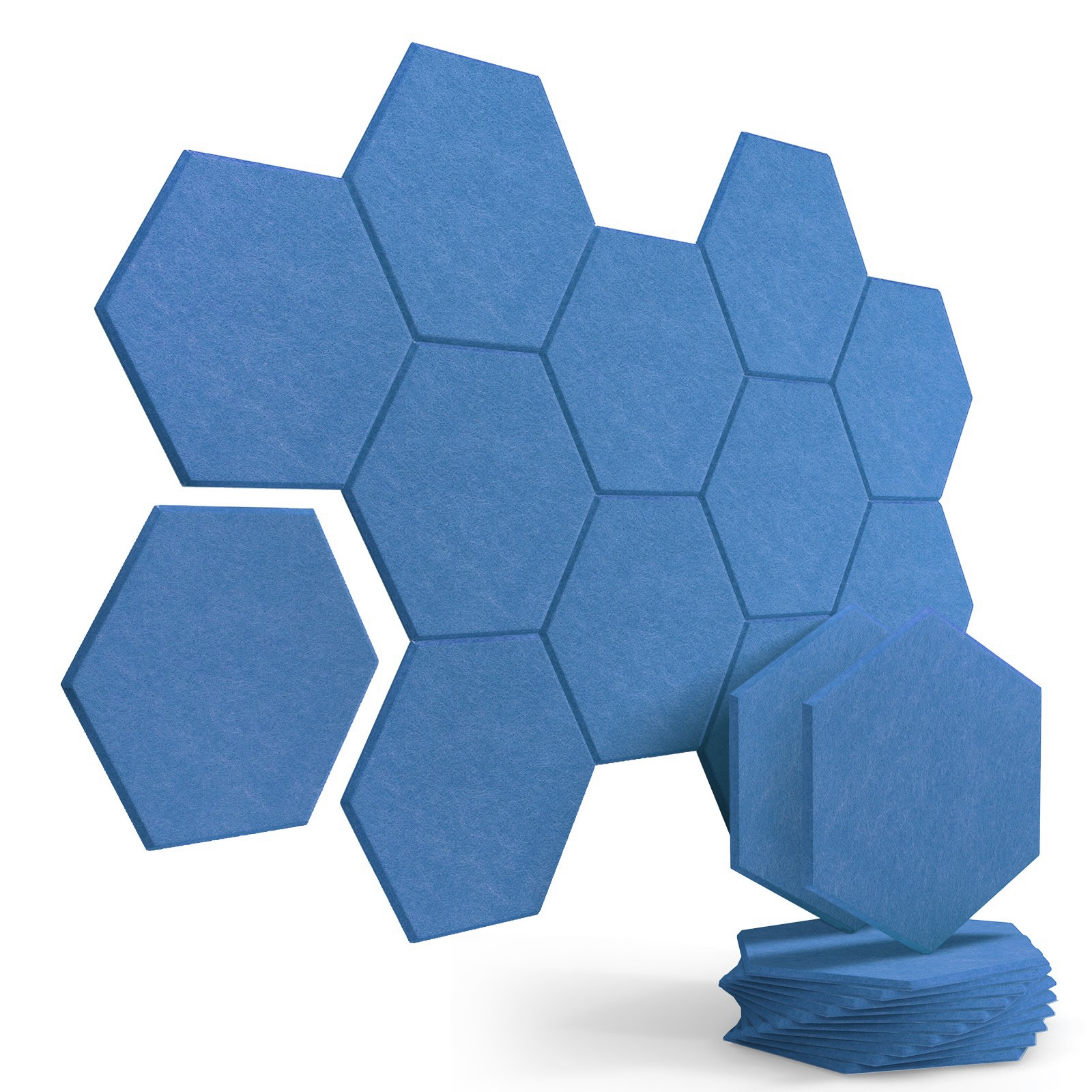 Yoevu panel acústico hexagonal 30x30x1cm - pack de 12, azul