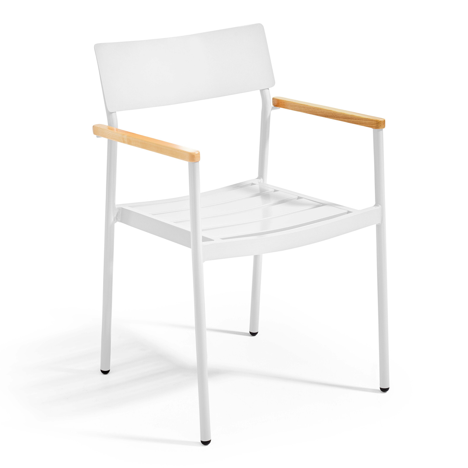 Oviala - sillón de jardín de aluminio y madera blanca