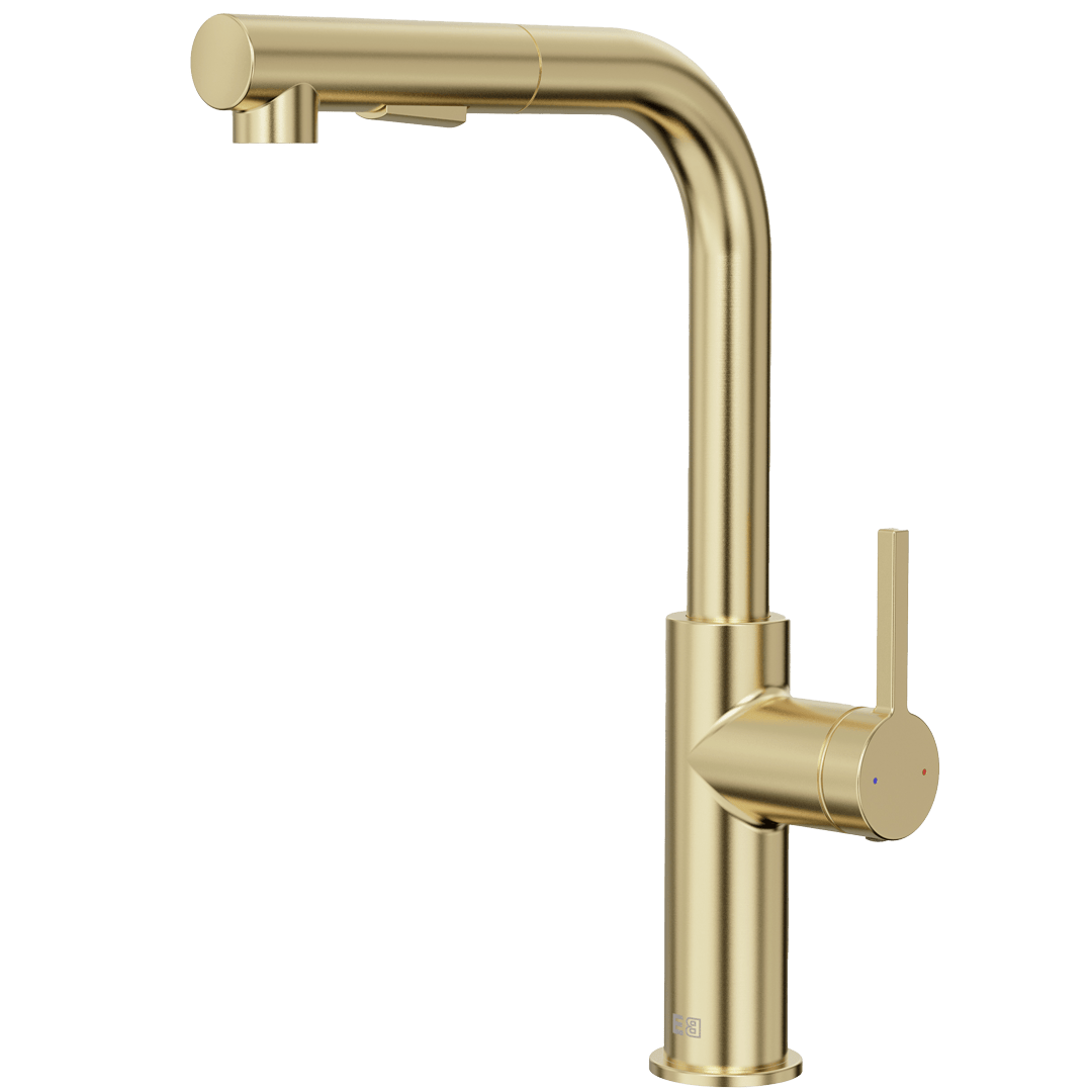 Pure ii mezclador de fregadero con teLEDucha extraíble en oro cepillado