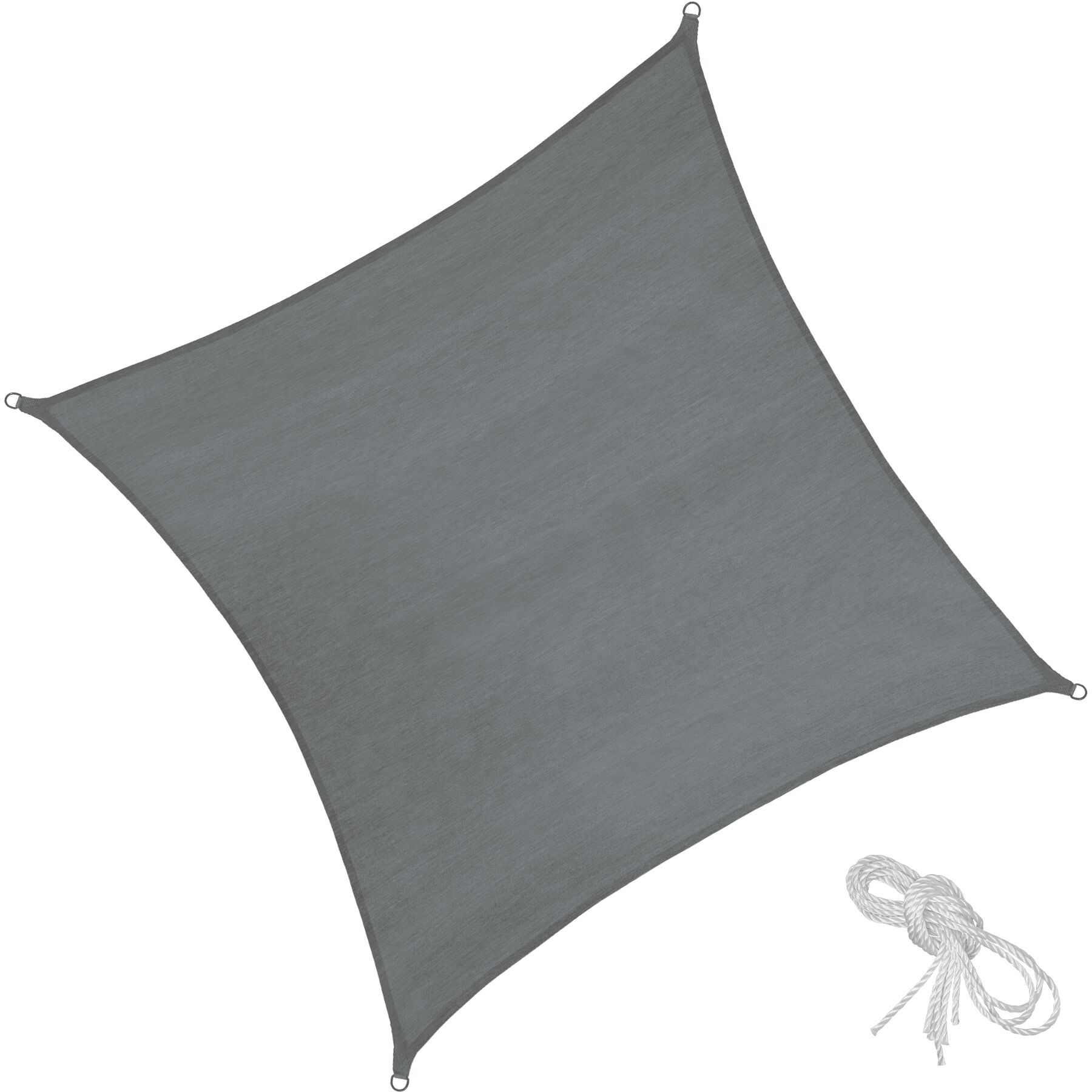 Tectake toldo de polietileno con cuerdas tensoras, 3,6 x 3,6 m gris