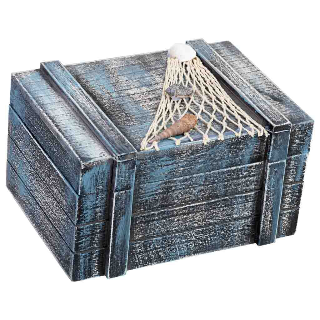 Caja decorativa de madera azul 22x16x13h cm