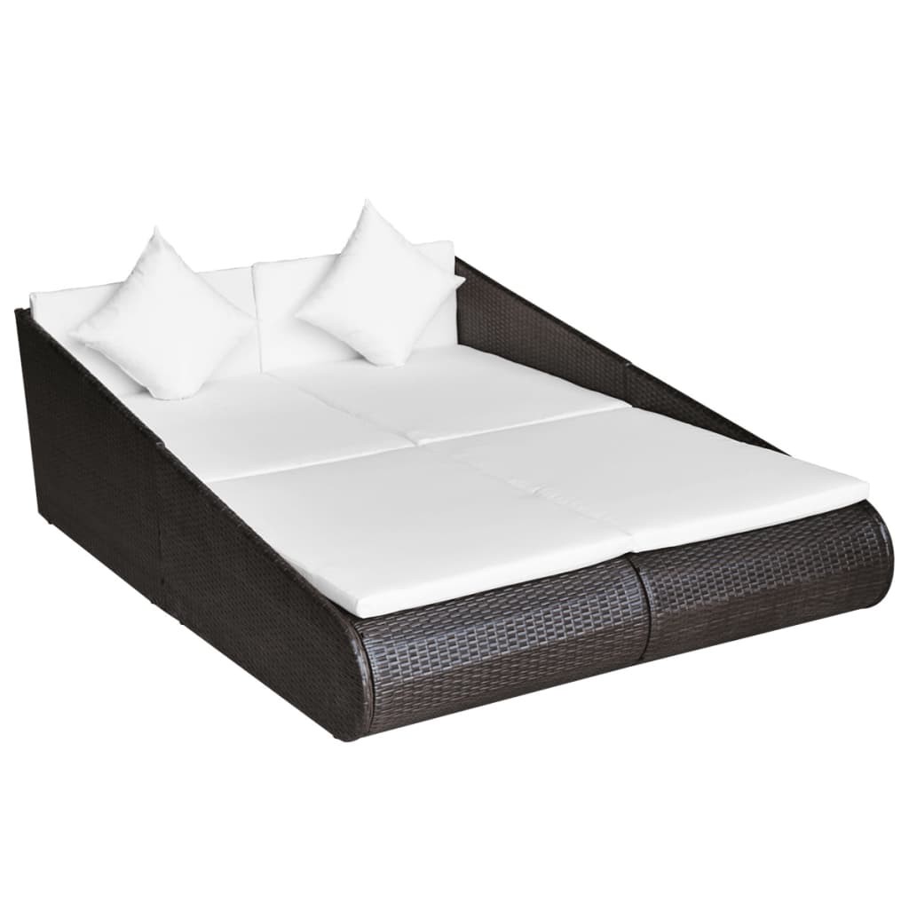 vidaXL tumbona cama de jardín ratán sintético marrón 110x200 cm