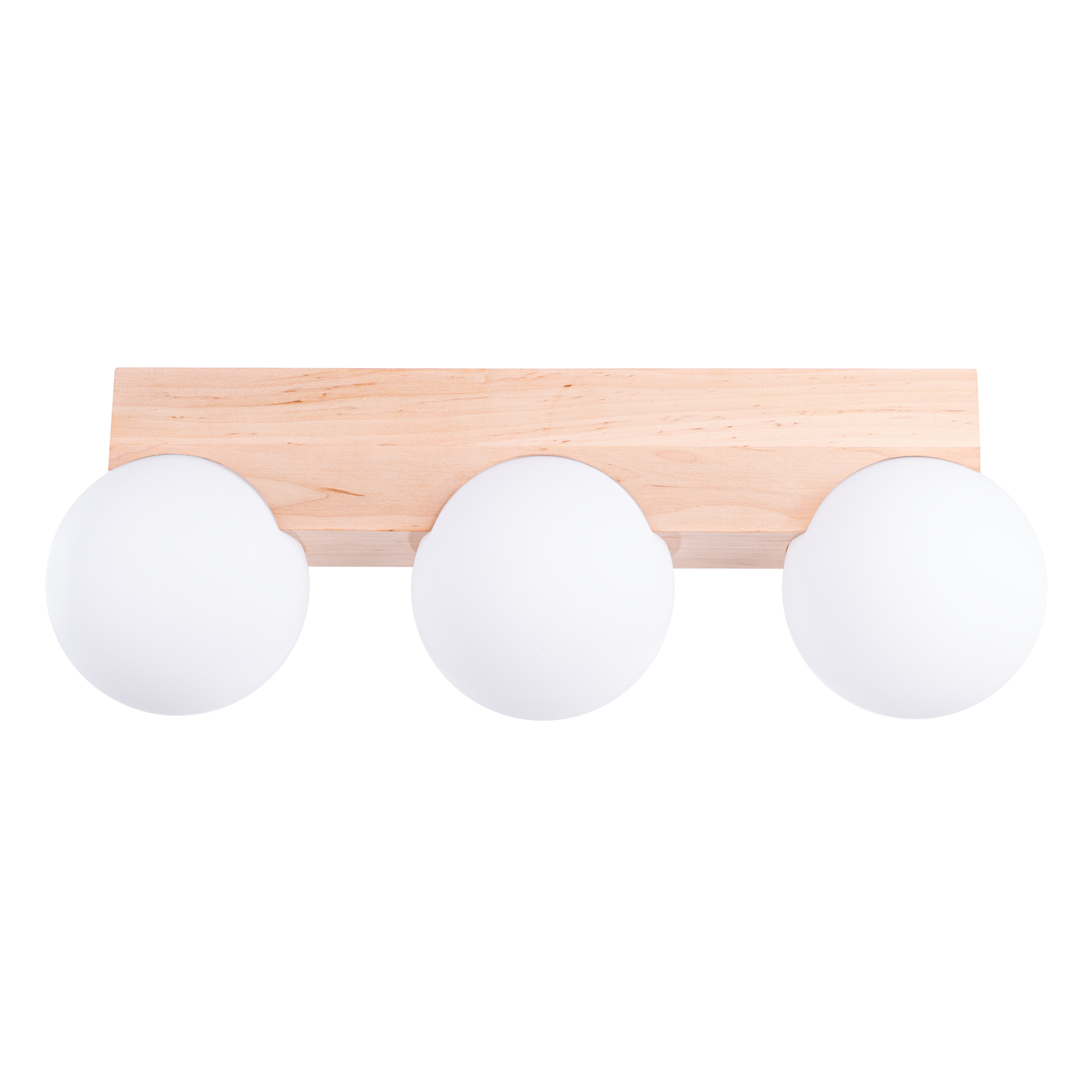 Lámpara de techo bulbo 3 madera natural/blanco madera/vidrio 46x16x12cm
