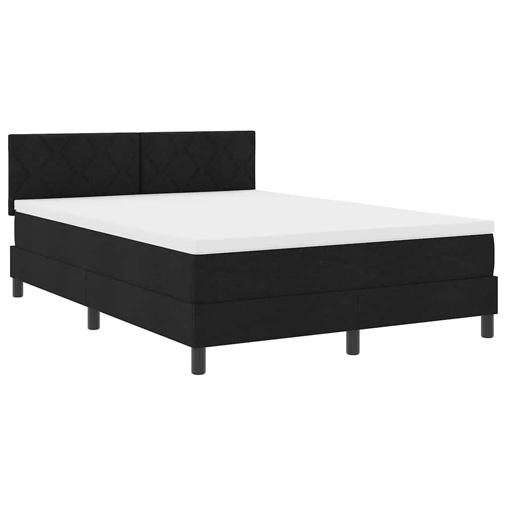 vidaXL cama box spring con colchón con colchón negro 140 x 190 cm tela