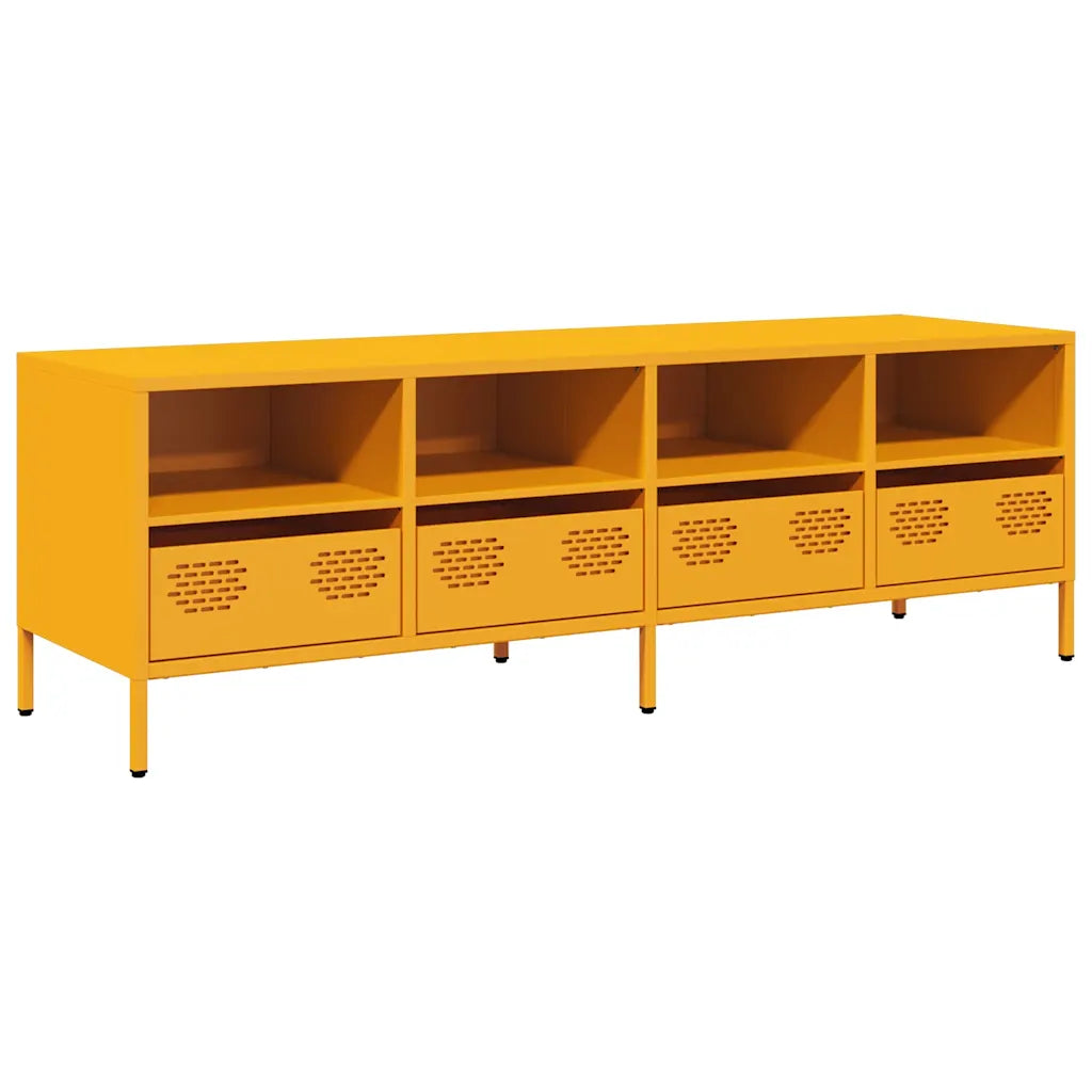 Mueble de tv industrial color amarillo mostaza de 135
