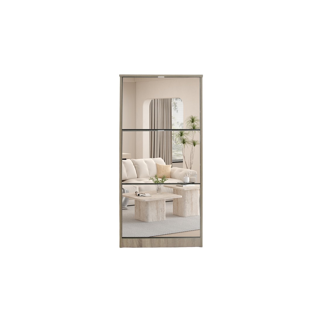Mueble para zapatos mexico – 3 cajones con espejos – color roble sonoma – d