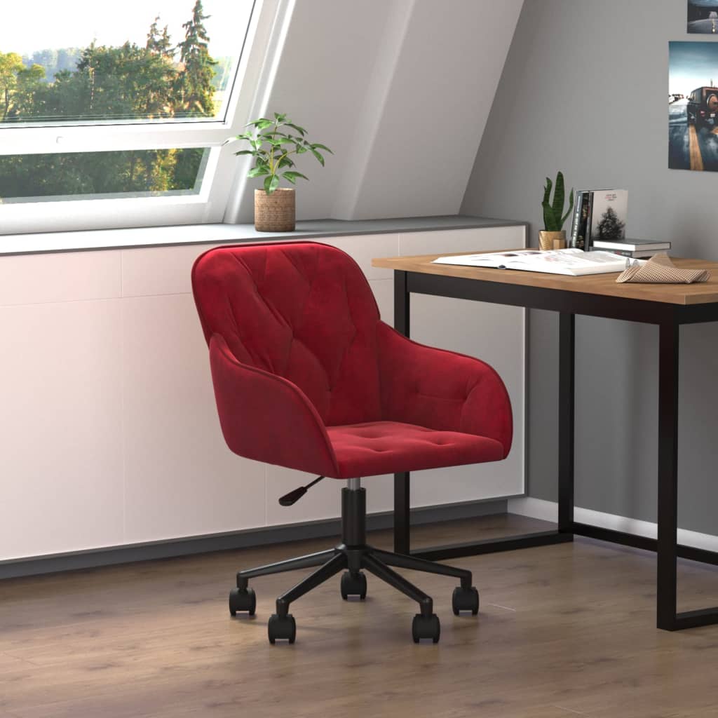 Silla de oficina giratoria de terciopelo rojo tinto oif956634