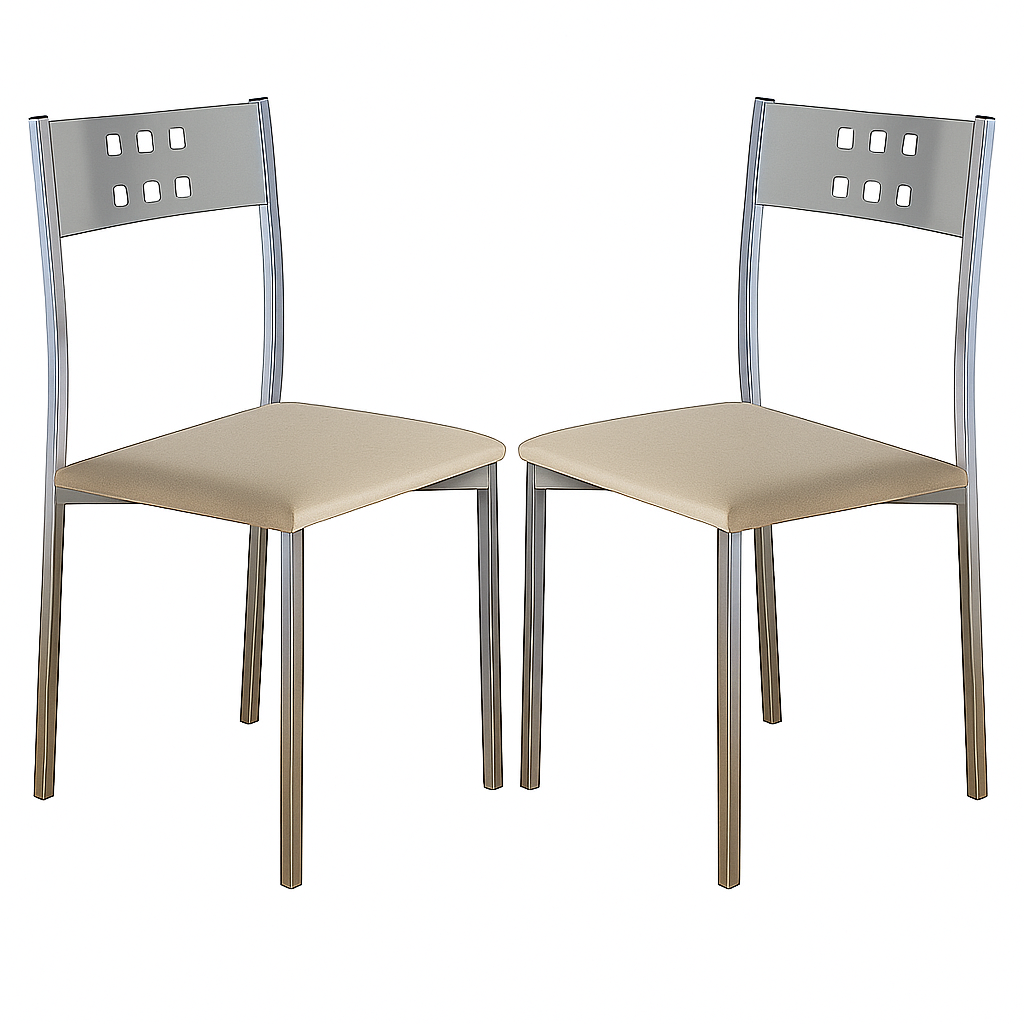 Momma Home set de 2 sillas de cocina xara en polipiel beige