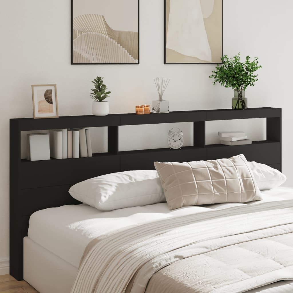 Cabecero de cama con LED negro 220x17x102 cm eso1402