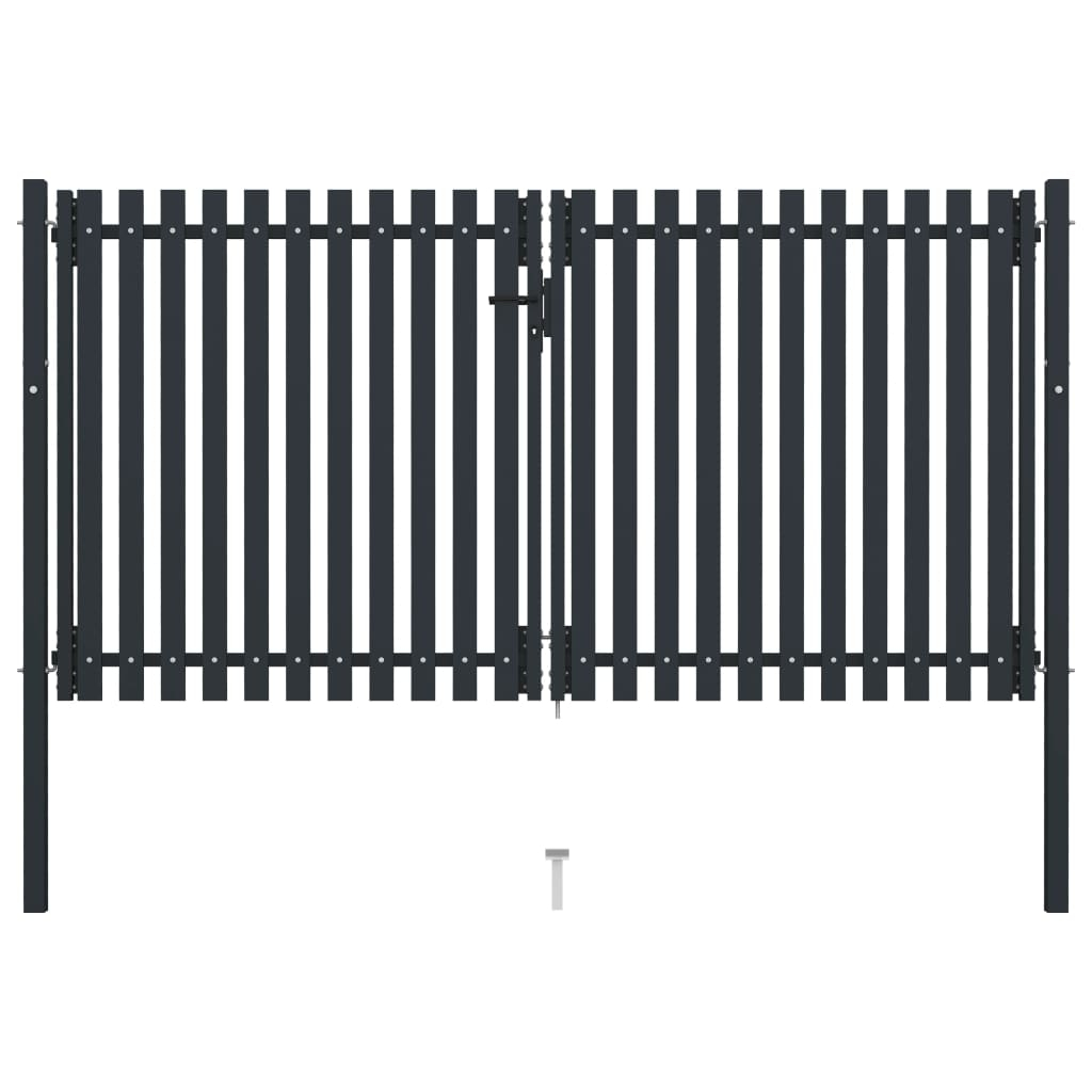 vidaXL puerta doble de acero para valla 300 x 175 cm antracita