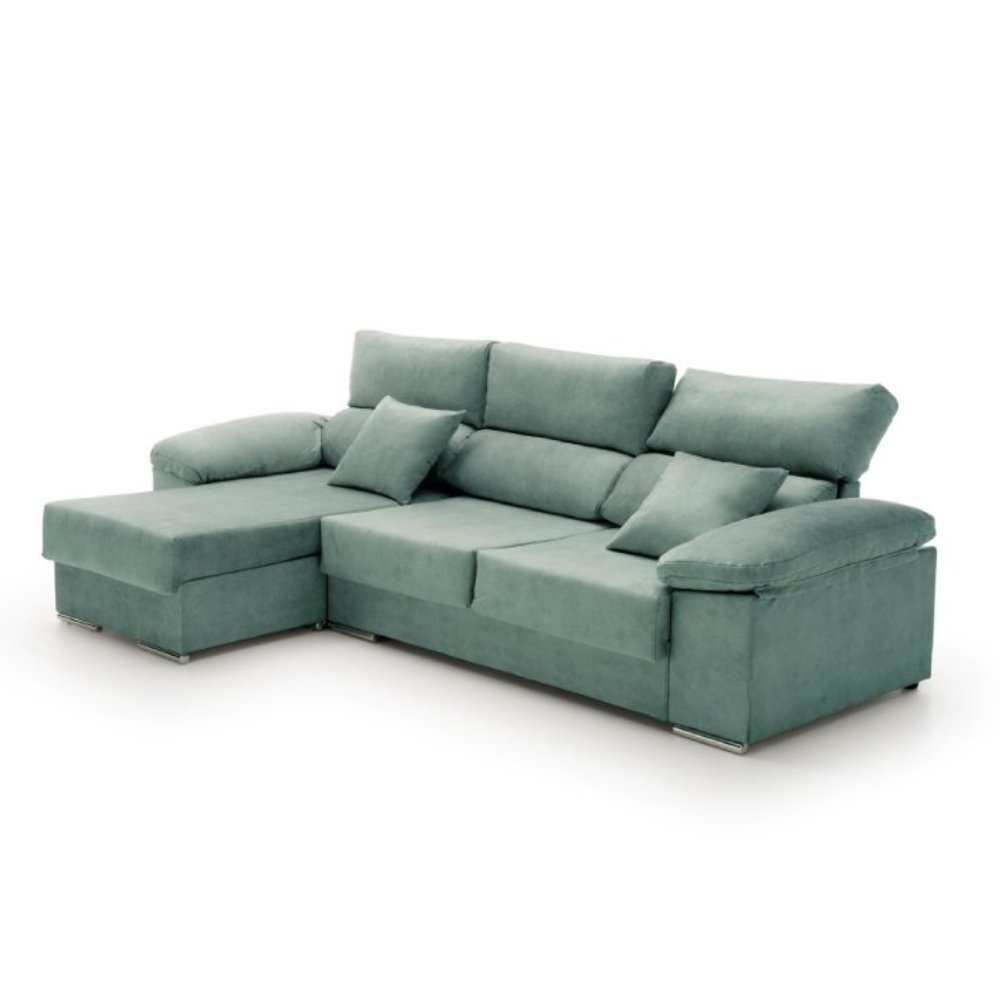 Sofa chaise longue reclinable beatrice agua marina izquierda