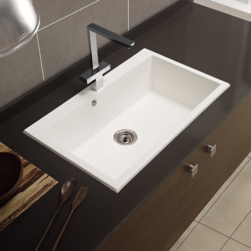 Fregadero cocina vali sobre encimera 81,5x51 cm resina blanco