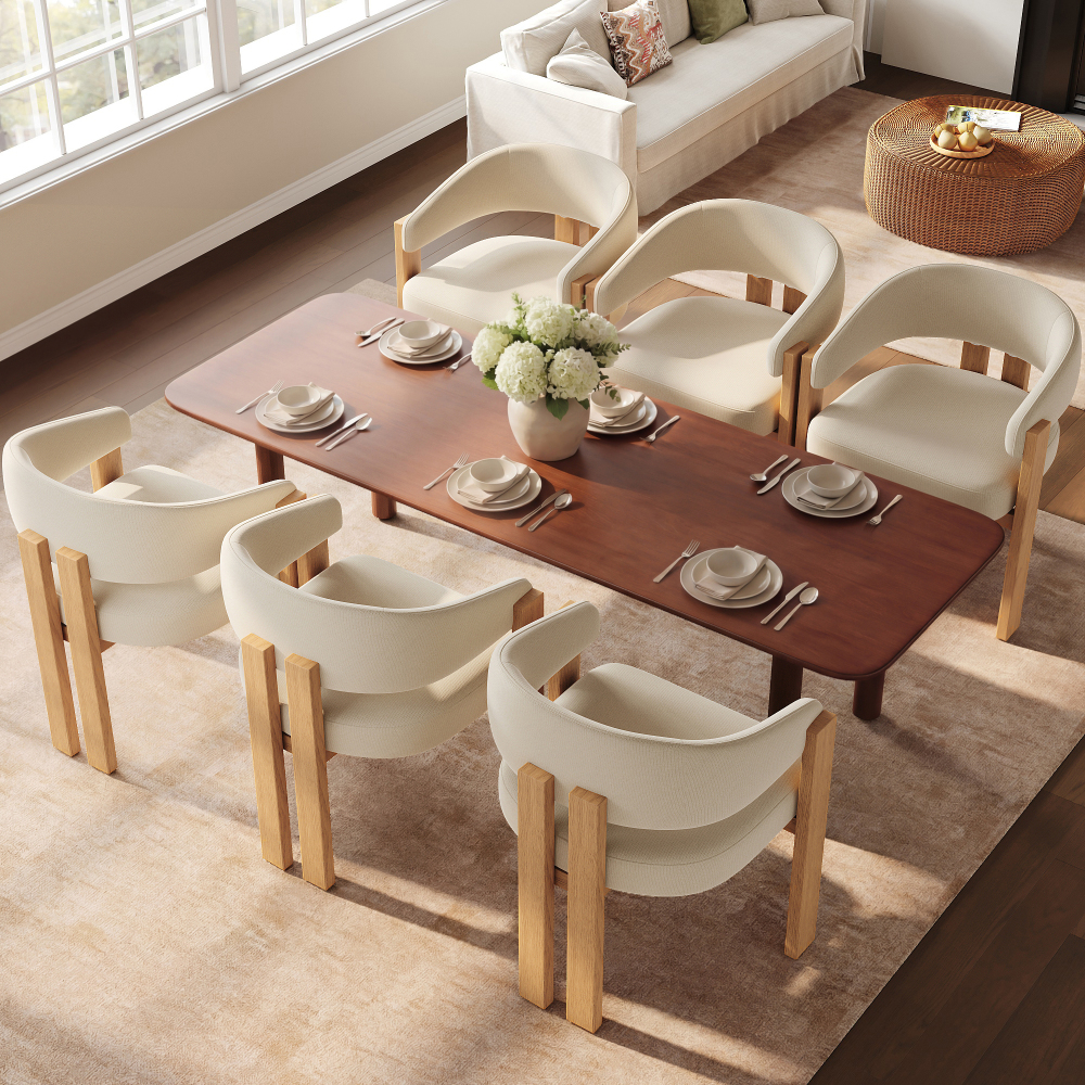 Conjunto de sillas de comedor flanela beige y natural uso interior set de 6