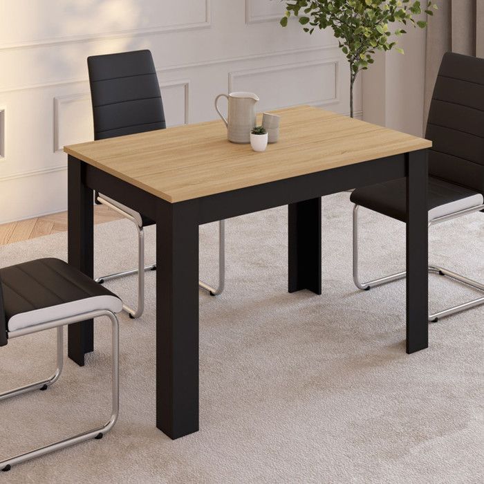 Mesa de comedor rectangular - madera negra - 110 cm