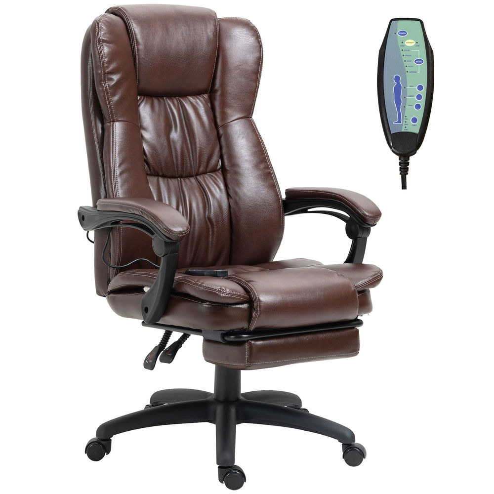 Silla oficina masaje 68.5x68.5x121 cm pu, espuma, pp, nylon color marrón