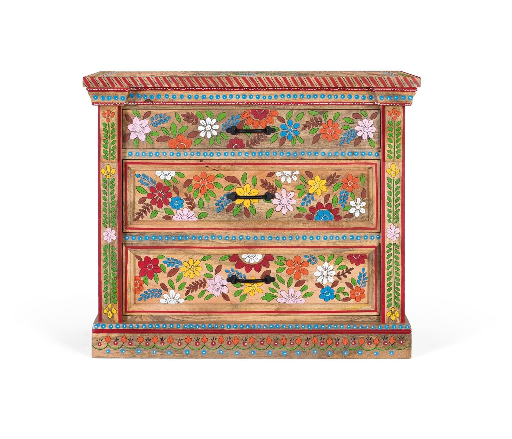Cómoda de madera de mango en color multicolor 92 cm