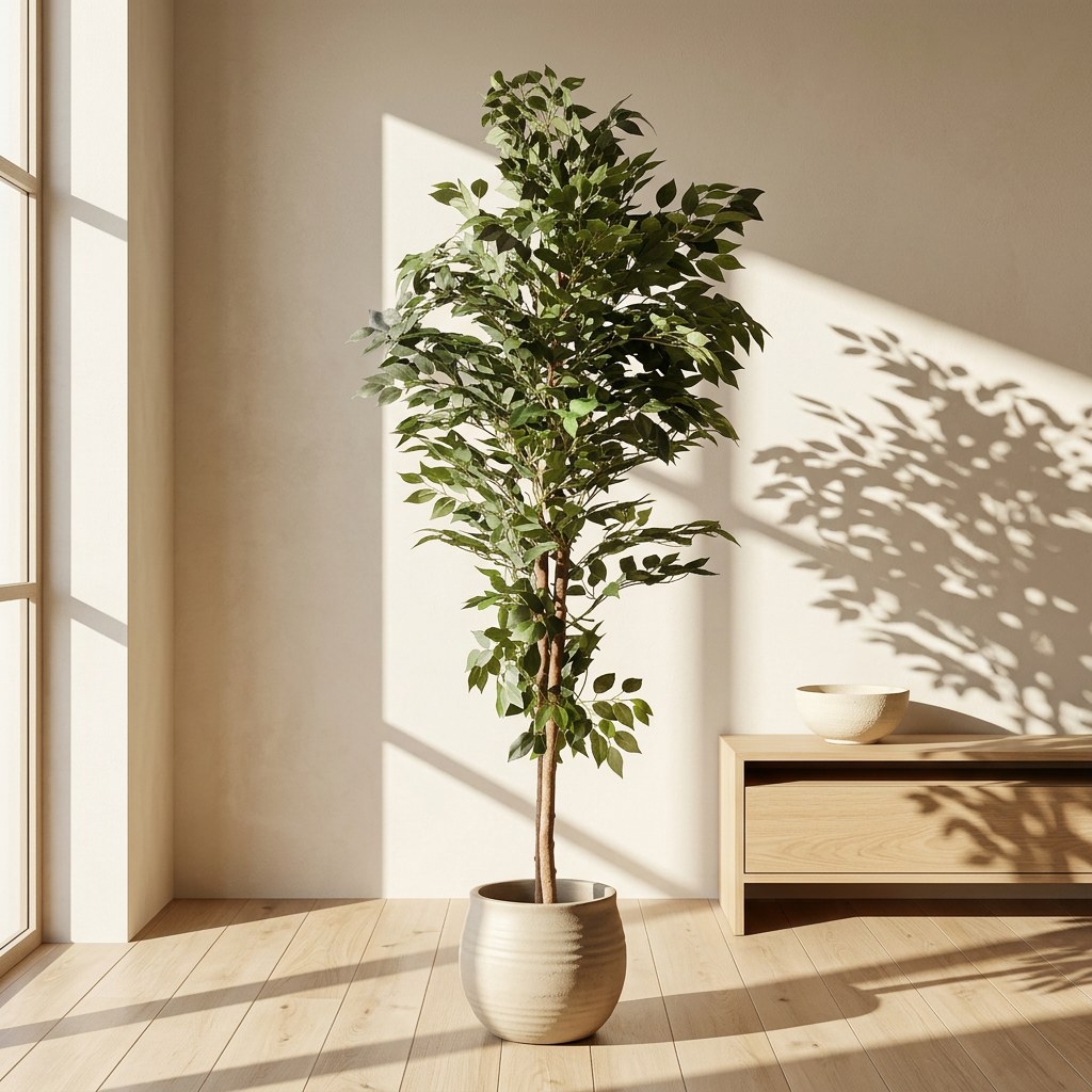 Planta artificial ficus benjamina 180 cm marrón y verde - naturing monde