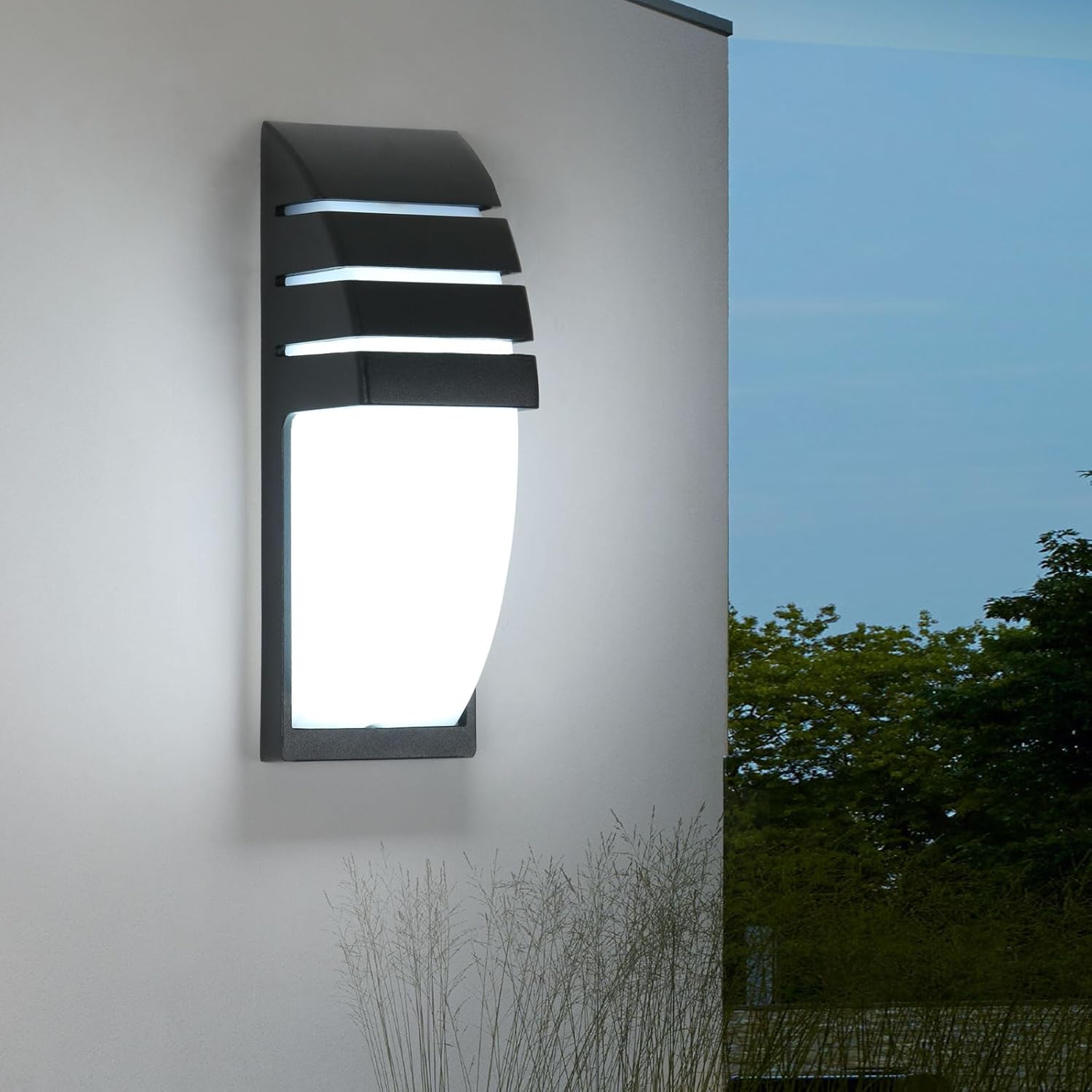 Aplique de pared interior y exterior impermeable 12 w 6500 k negro