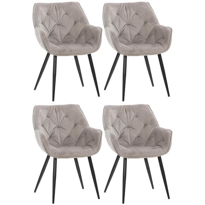 Sillas de comedor tanna terciopelo gris lote 4 - 82 cm
