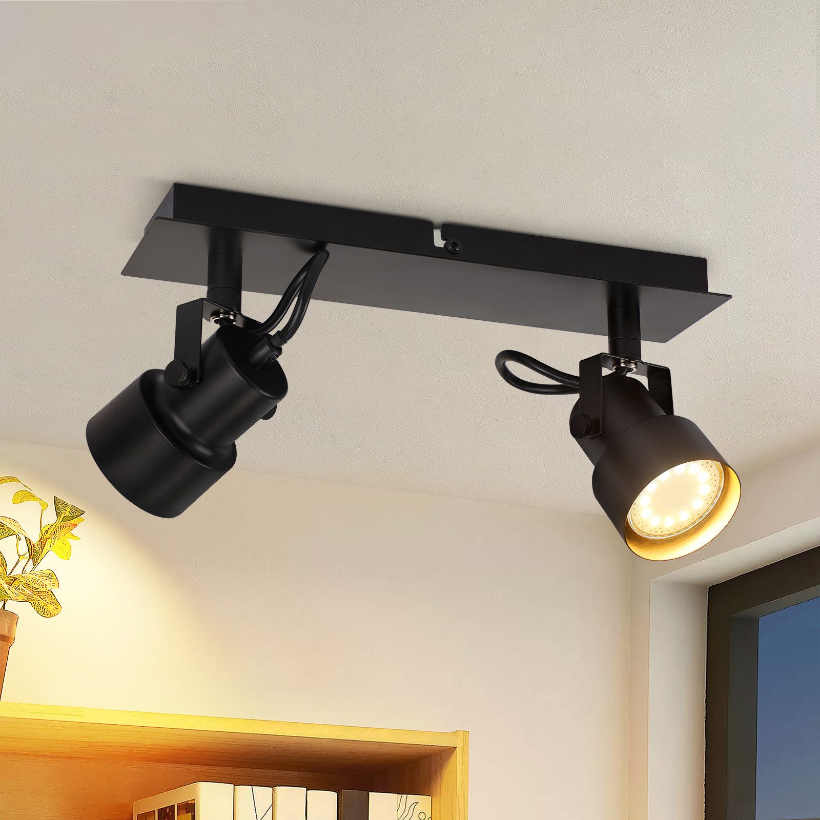 Nettlife lámpara de techo negro gu10 28x7