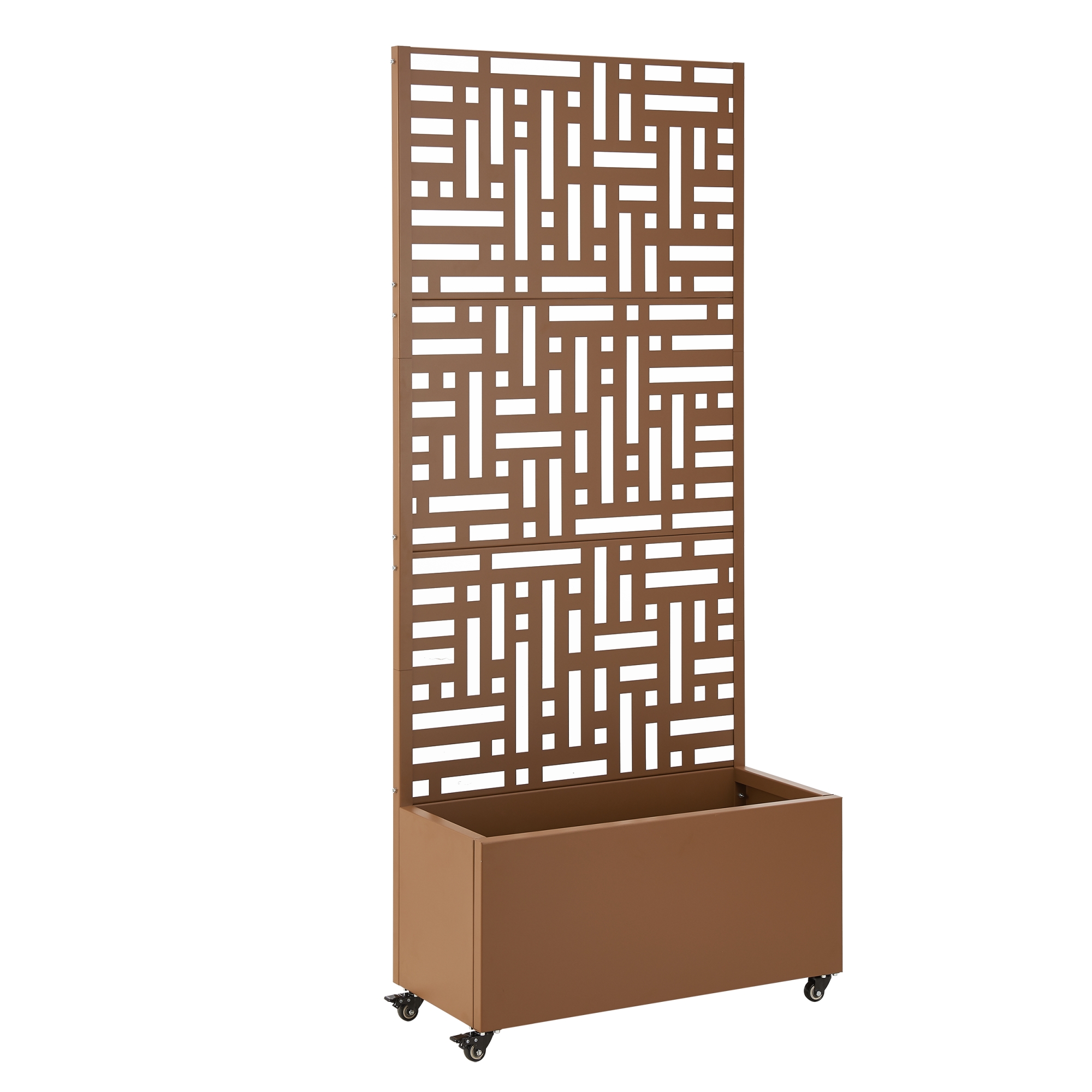 Tabique bernalda con jardinera acero 190x82x38cm - marrón [casa.pro]