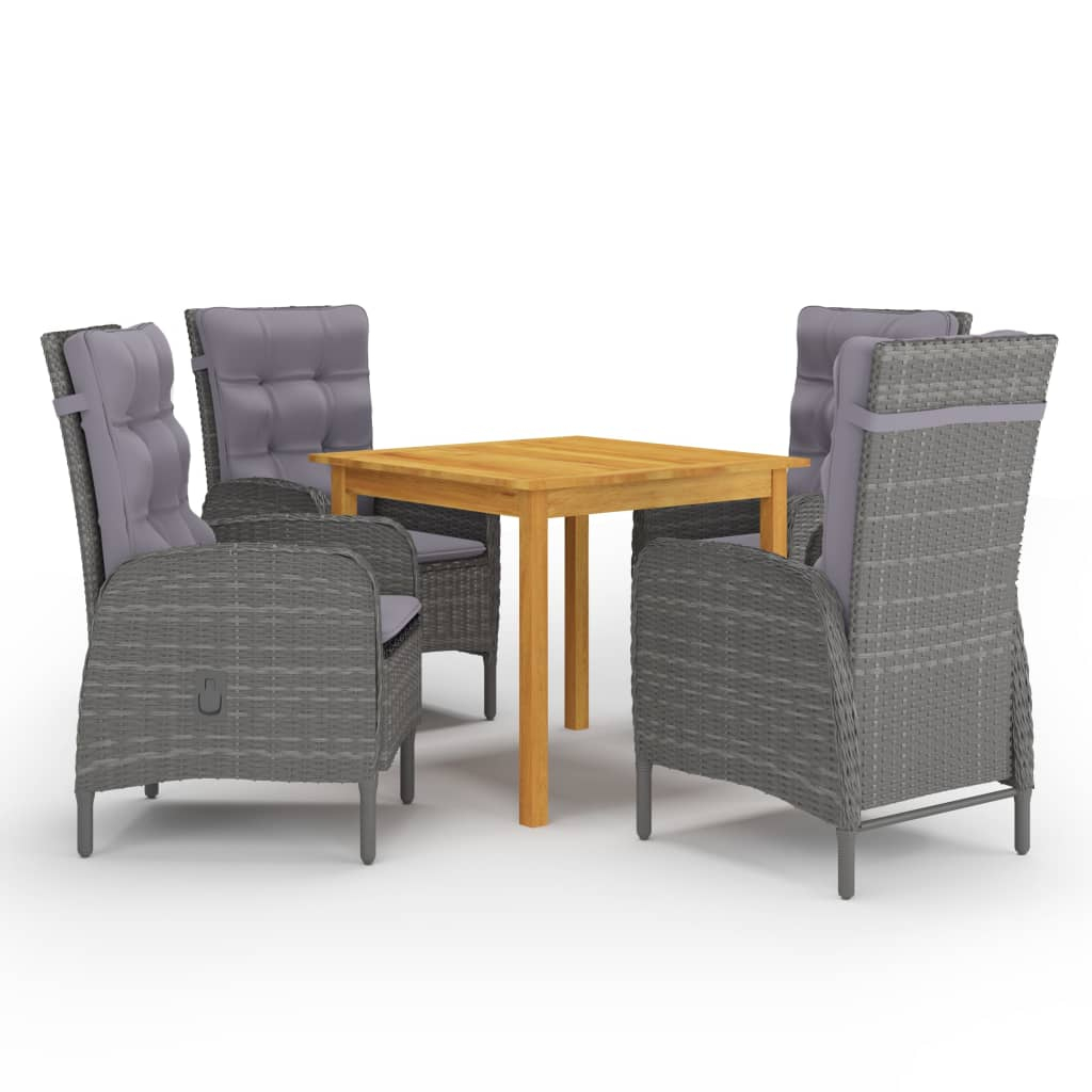 vidaXL juego de comedor de jardín de 5 piezas gris