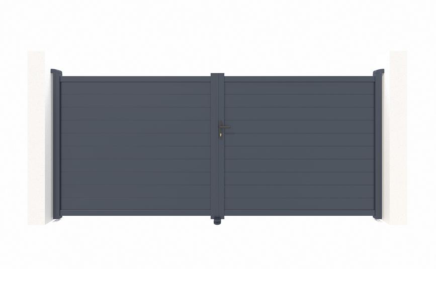 Puerta batiente regulable eiger h.180cm de aluminio gris, 3m de ancho