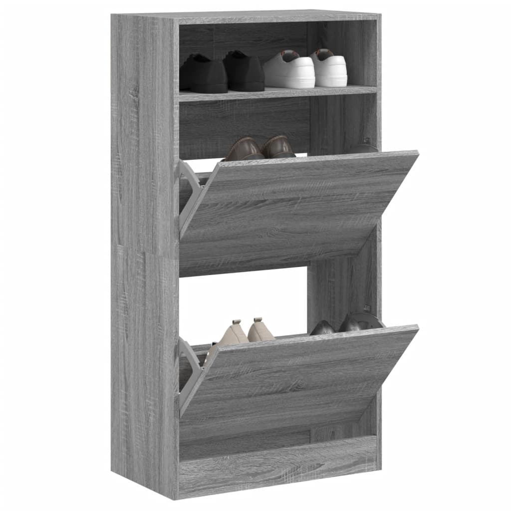 Zapatero de madera de ingeniería gris sonoma 60x34x116 cm