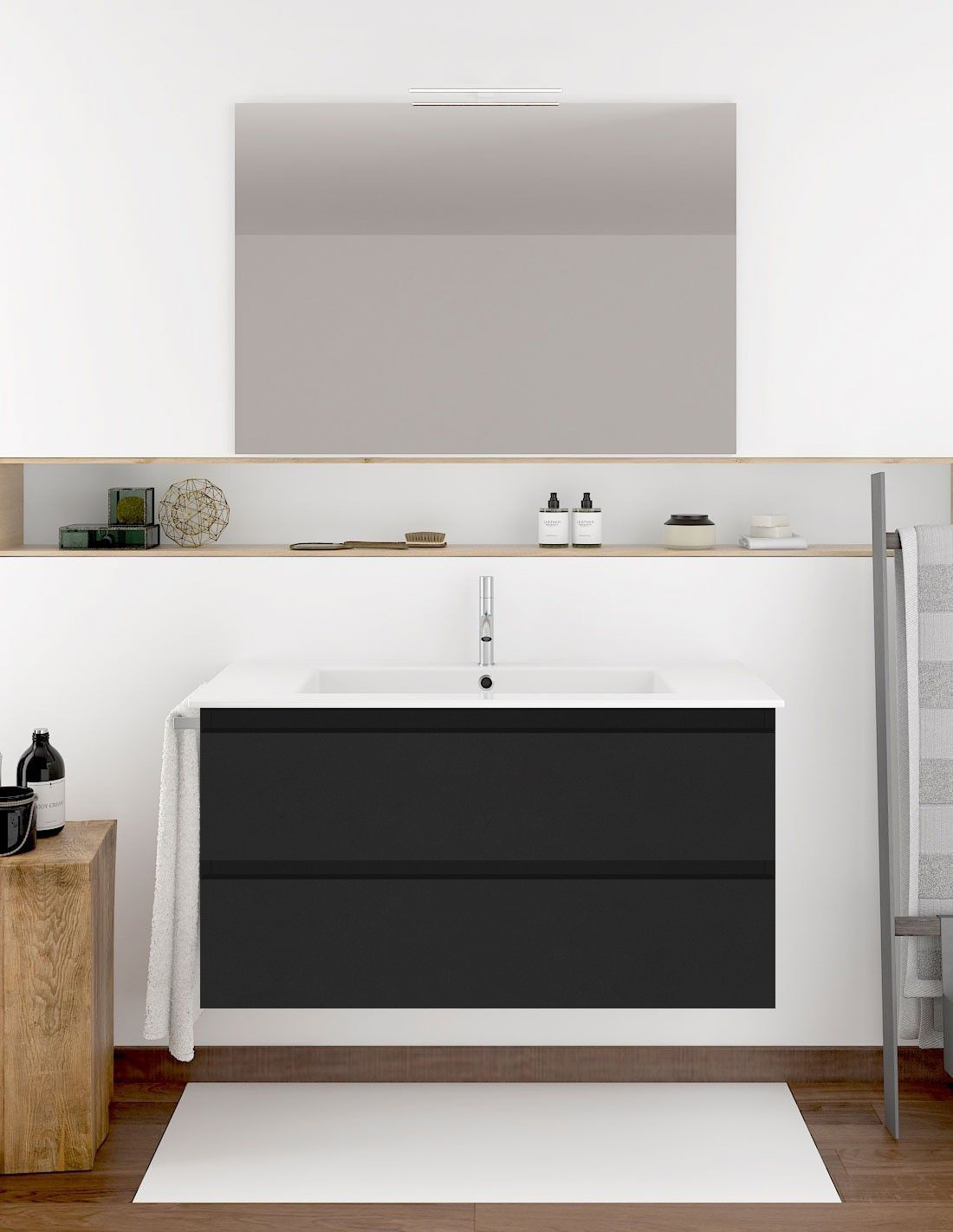 Mueble de baño ibiza con lavabo y espejo 50x40cm grafito