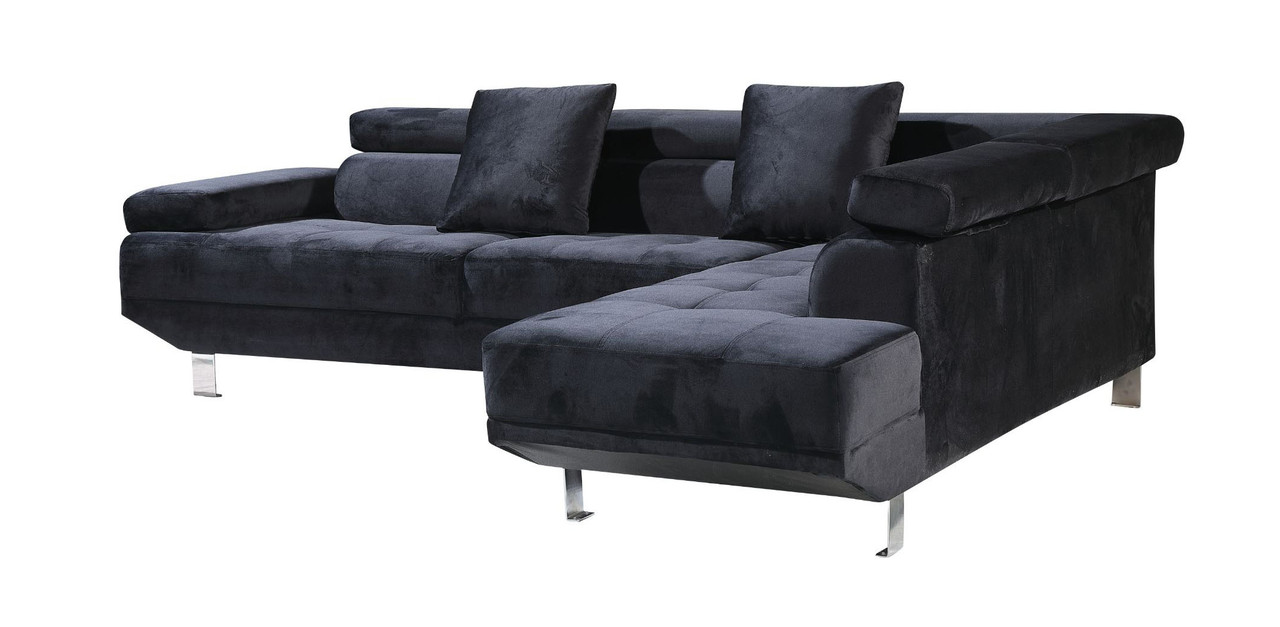 Sofa rinconera chaise longue negro 262x190cm