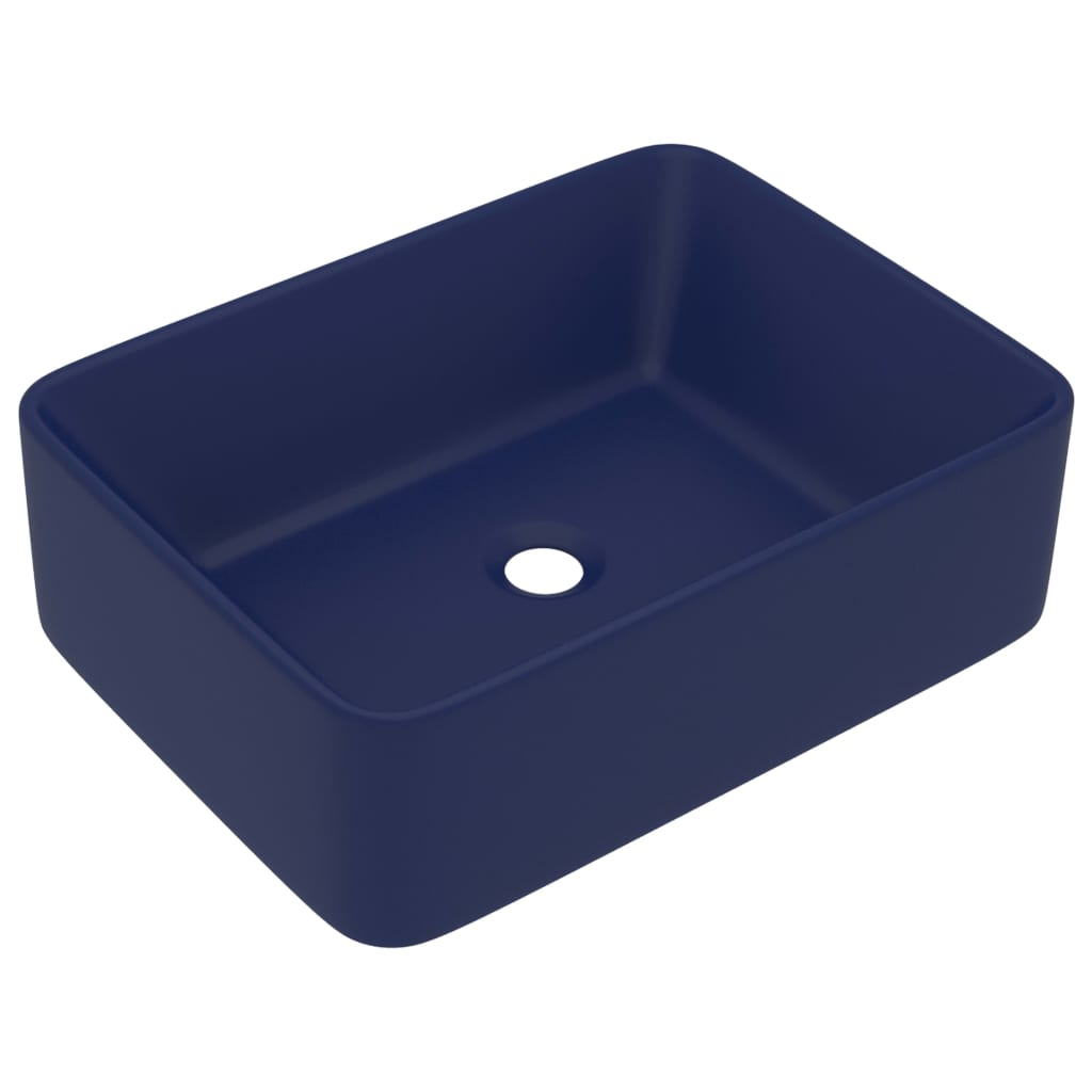 vidaXL lavabo de lujo de cerámica azul oscuro mate 41x30x12 cm