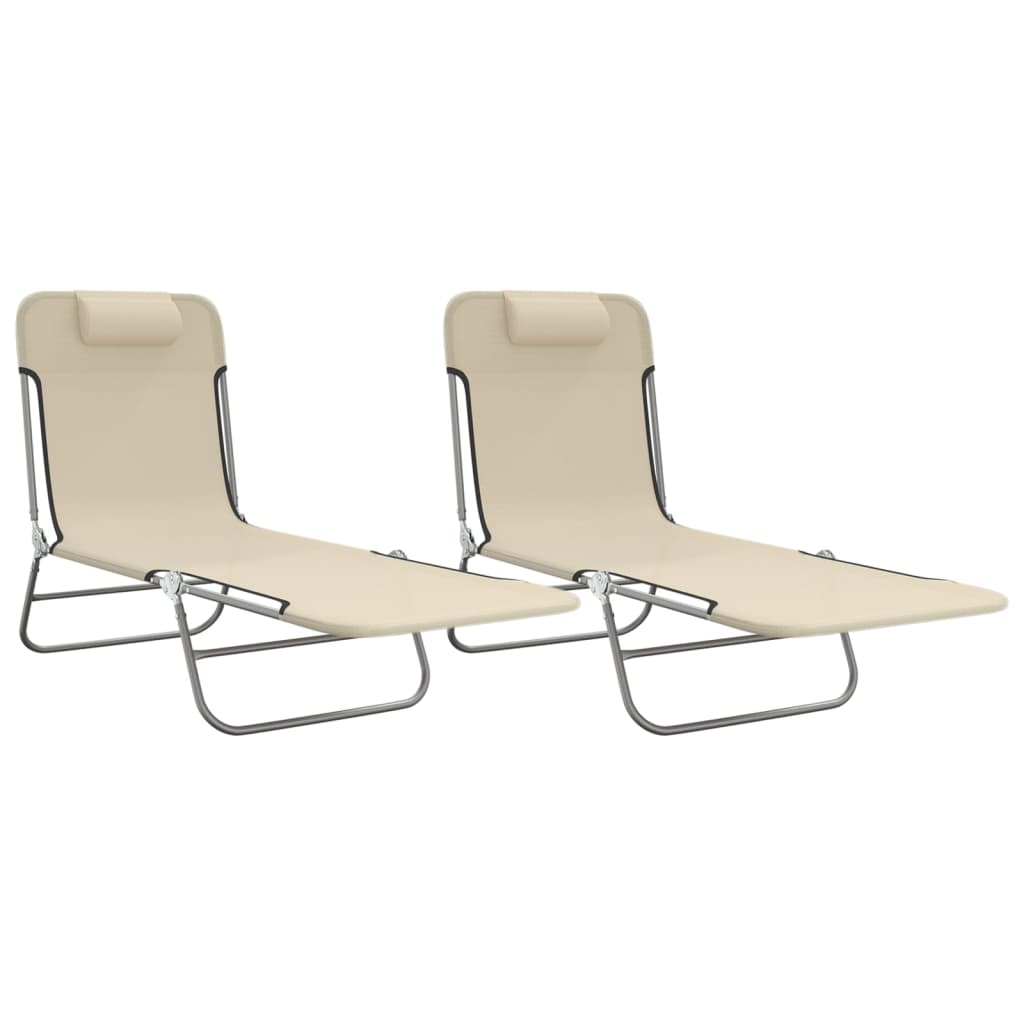 vidaXL tumbonas plegables 2 uds acero y textilene color crema