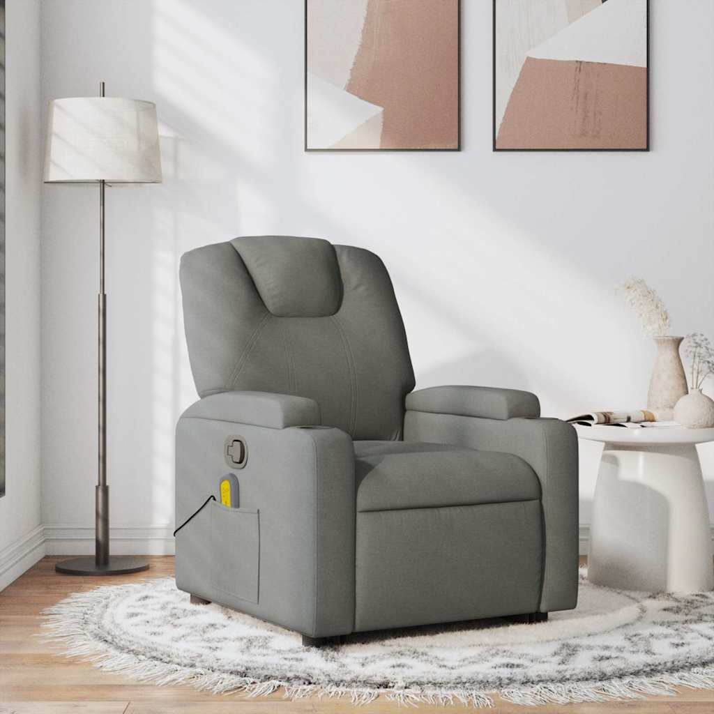 Sillón de masaje reclinable de tela gris oscuro qweo2182