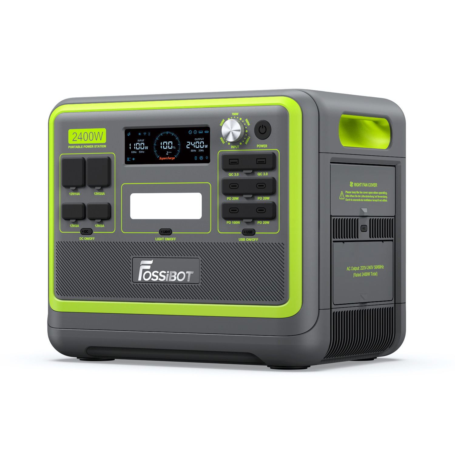 Fossibot - generador solar portátil - lifepo4 2048wh - 4800w pico