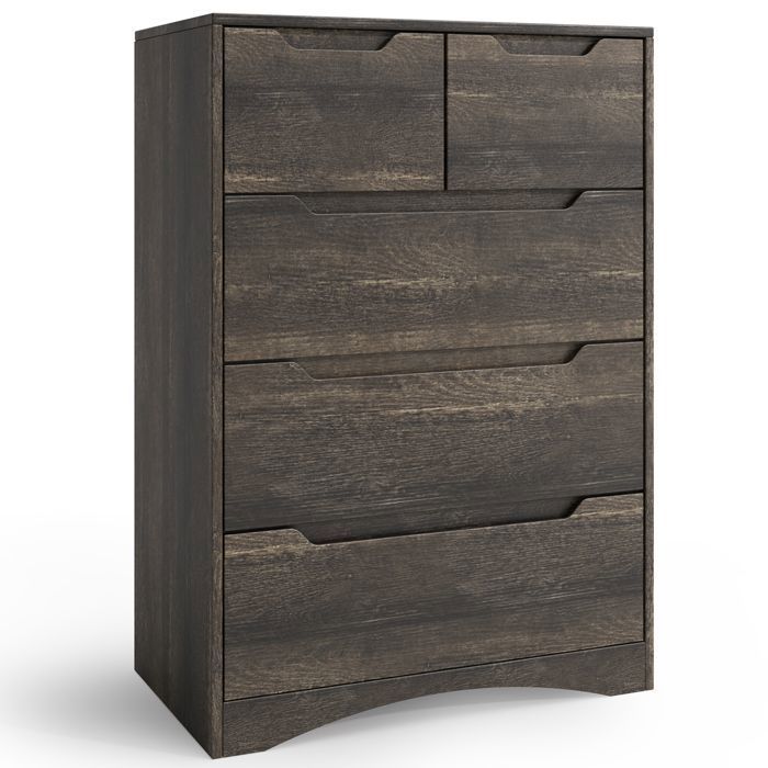 Cómoda de 5 cajones marrón de mdf - 72 x 41 x 94 cm