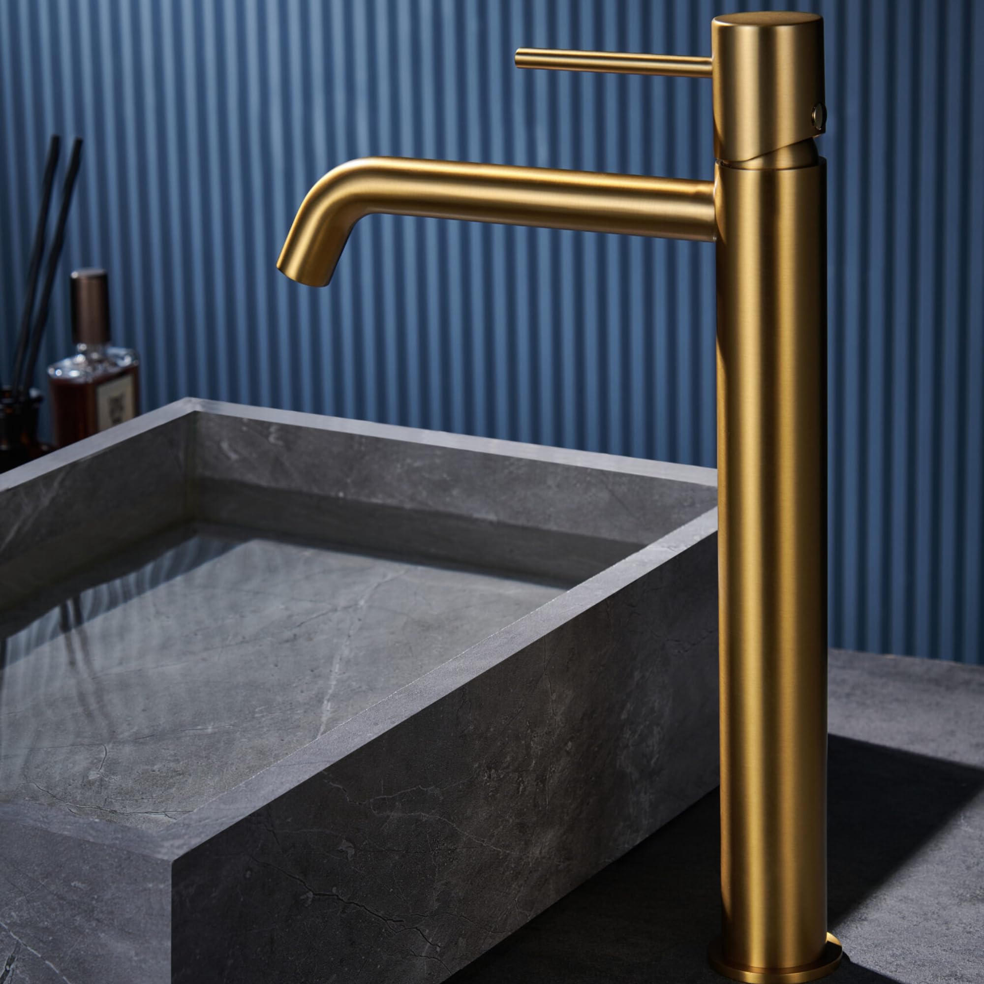 Imex - grifo lavabo dorado caño alto serie monza
