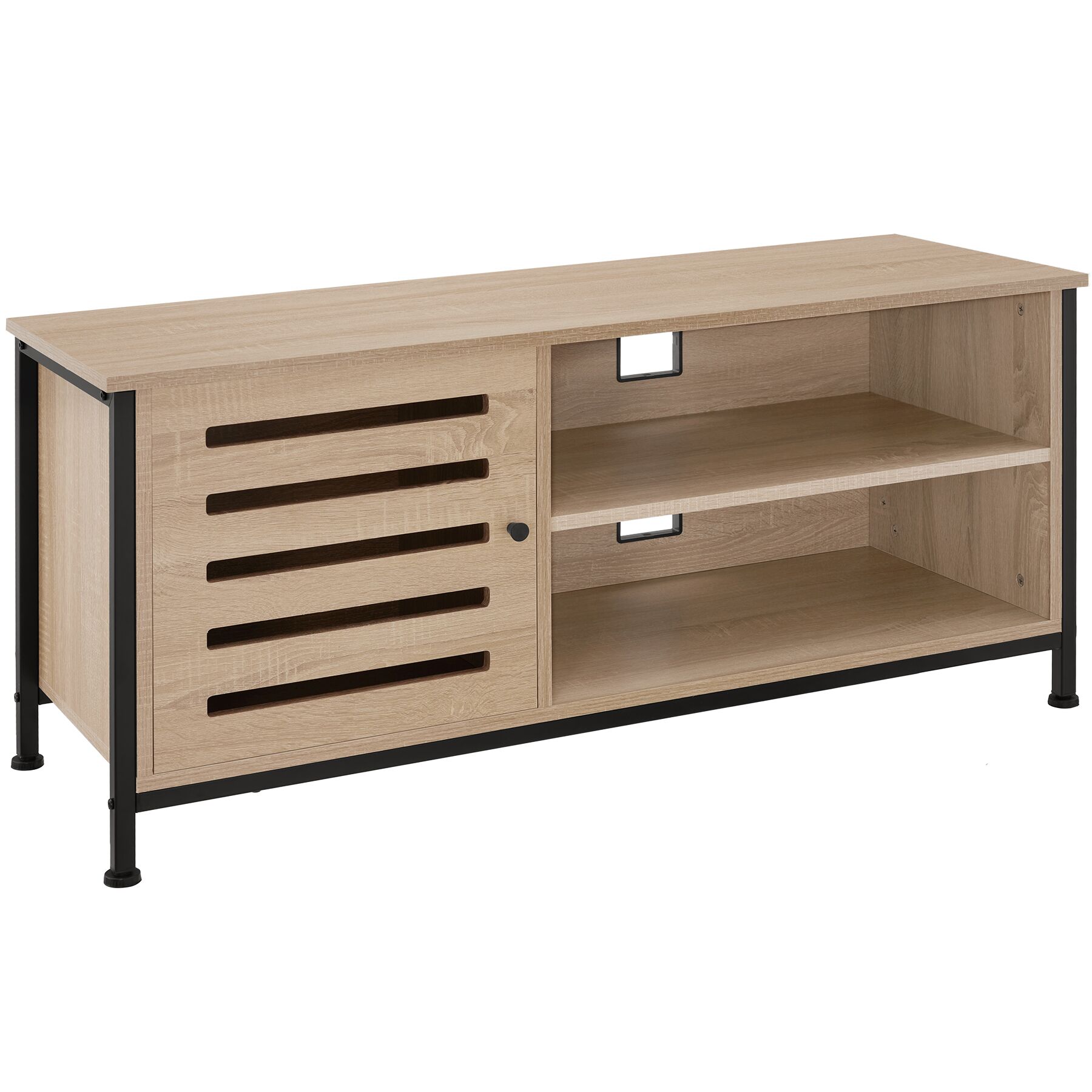 Mueble bajo para televisor 110x41,5x50,5cm, madera industrial clara