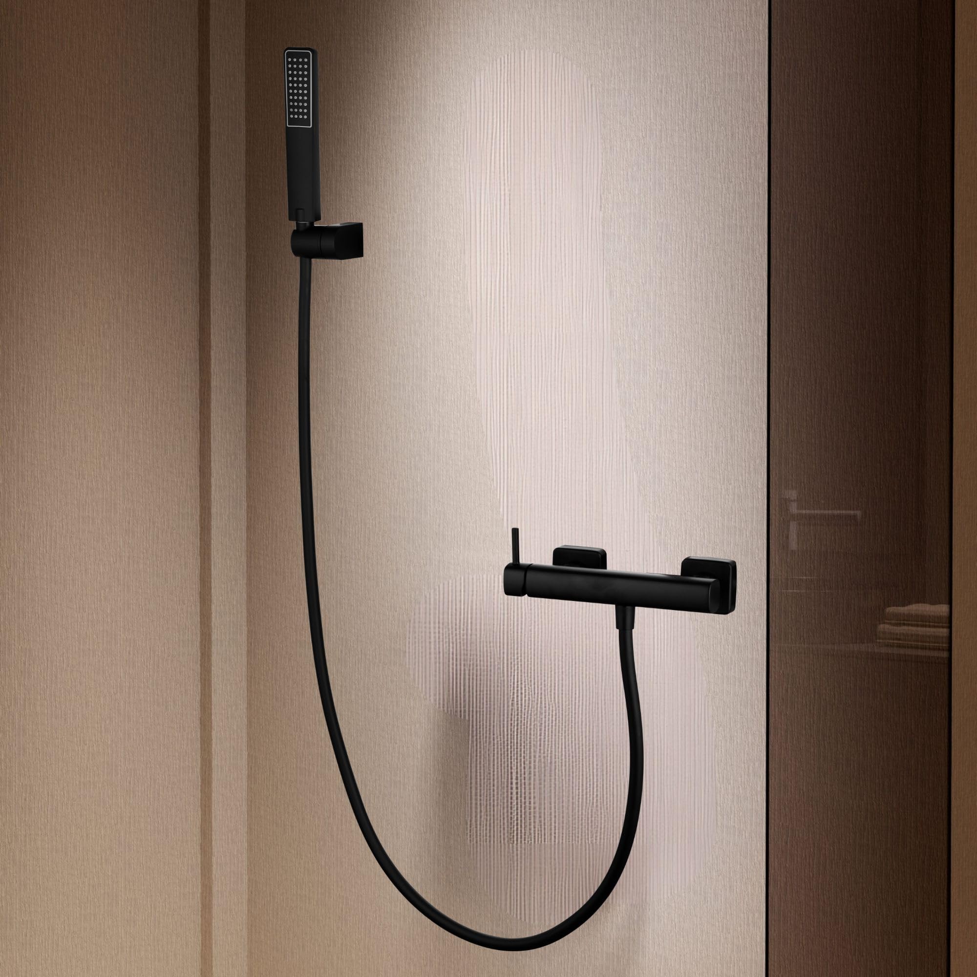 Imex - grifo ducha monomando con alcachofa y manguera negro serie toscana