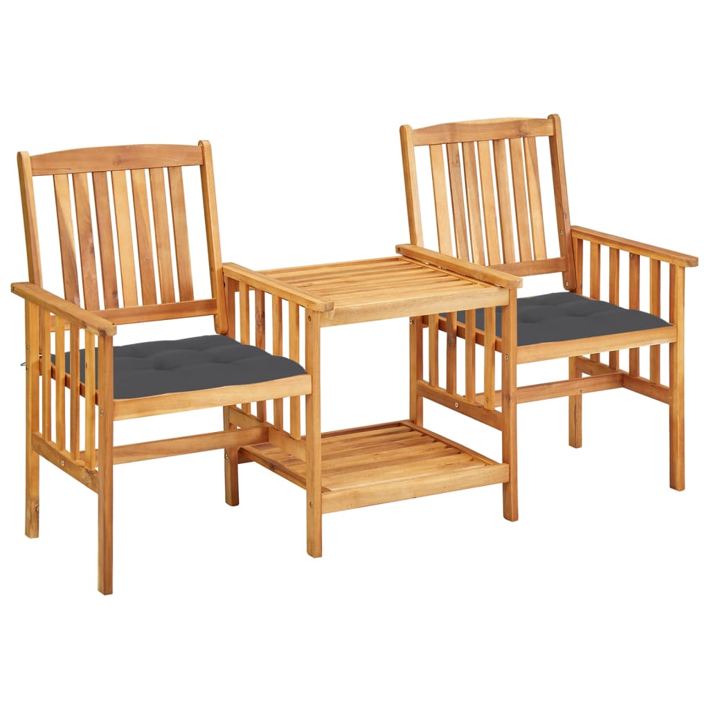 vidaXL sillas y mesita de jardín con cojines madera maciza acacia
