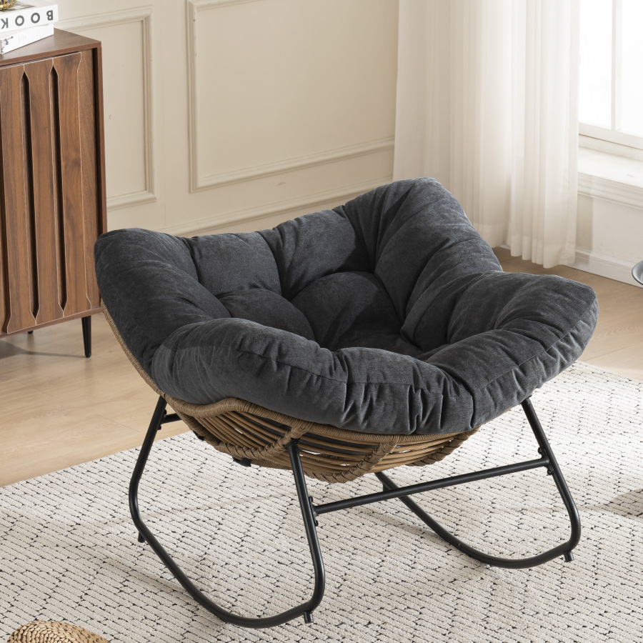 Mecedora chenilla negro ergonómica terraza salón dormitorio