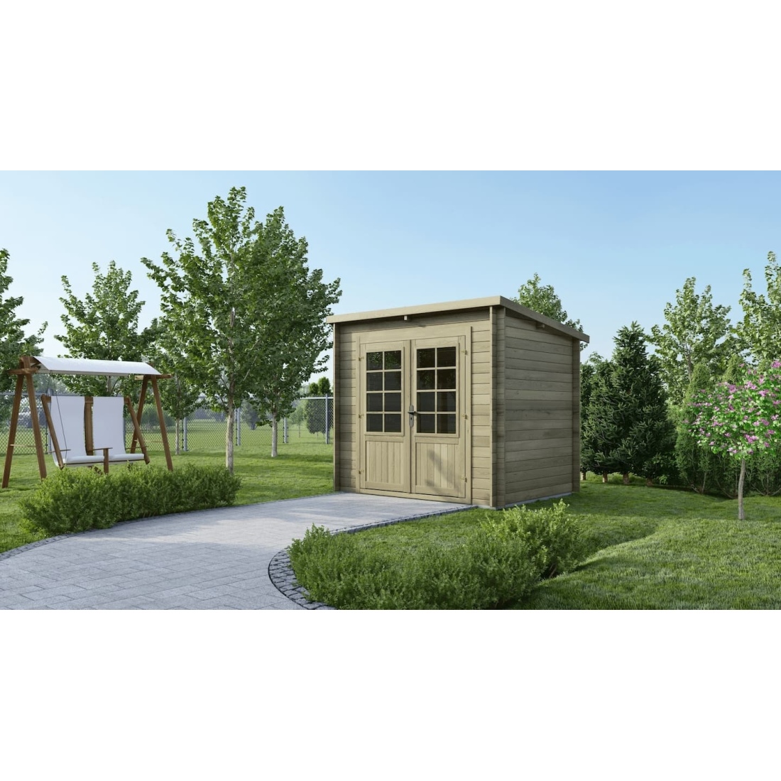 Caseta de jardín de madera 5 m2 - 2.5x2 m - 28 mm - impregnada - dom725