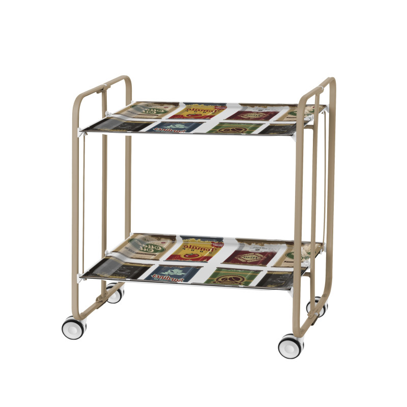Carrito auxiliar con ruedas bauhaus armazón metálico color arena,2 bandejas