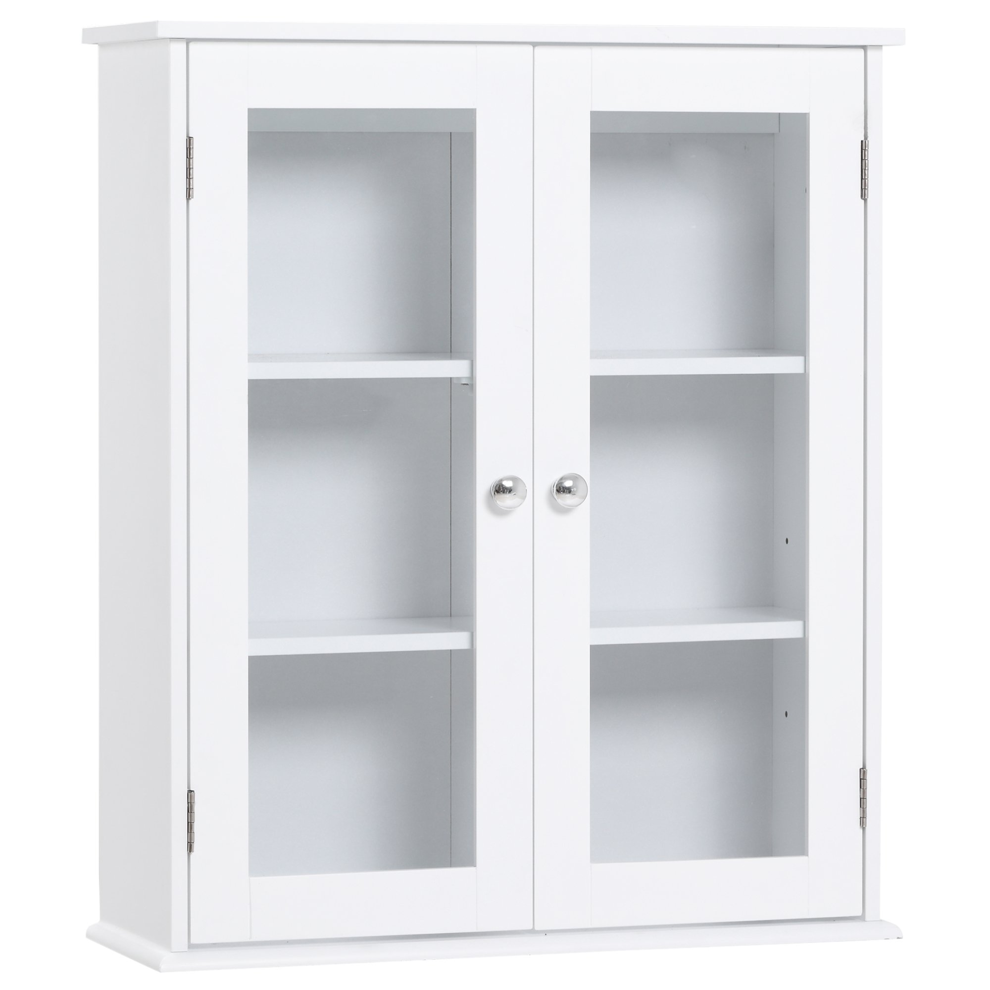 Armario de pared baño 55x20x65 cm mdf y vidrio color blanco kleankin