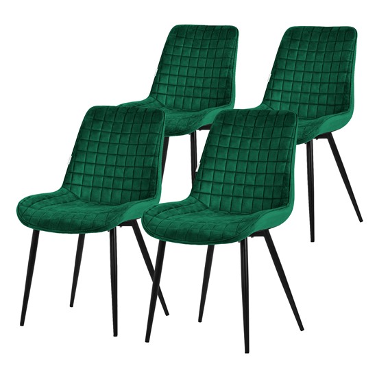 Set 4x sillas de comedor sillón tapizado verde oscuro diseño