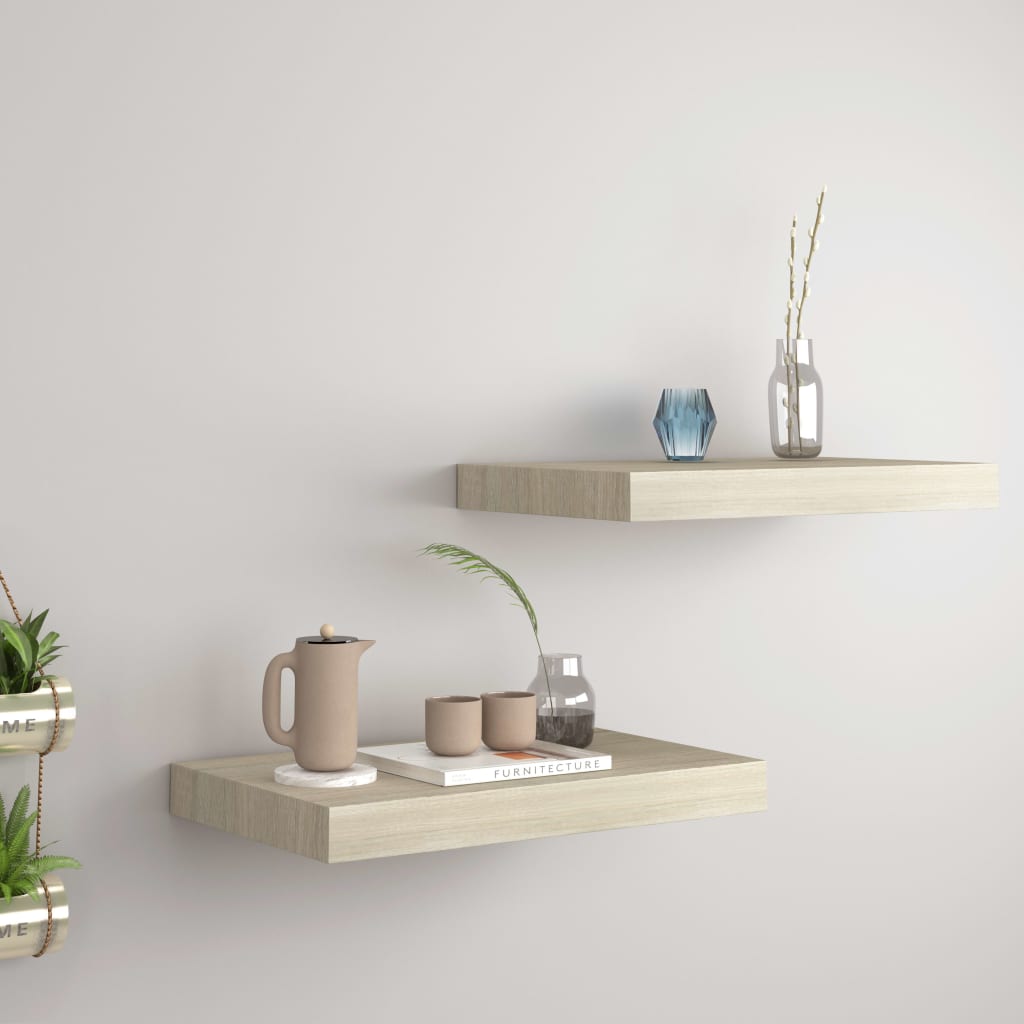 Estantes flotantes de pared 2 uds mdf roble 40x23x3,8 cm