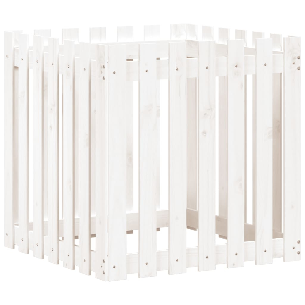 vidaXL jardinera diseño de valla madera maciza pino blanca 70x70x70 cm
