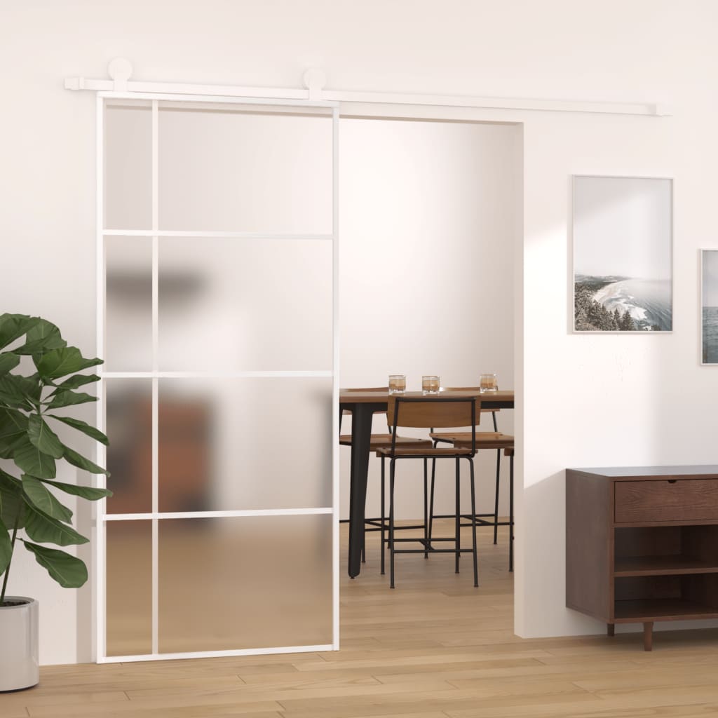 Puerta corredera esg vidrio y aluminio blanca 90x205 cm esxt1956