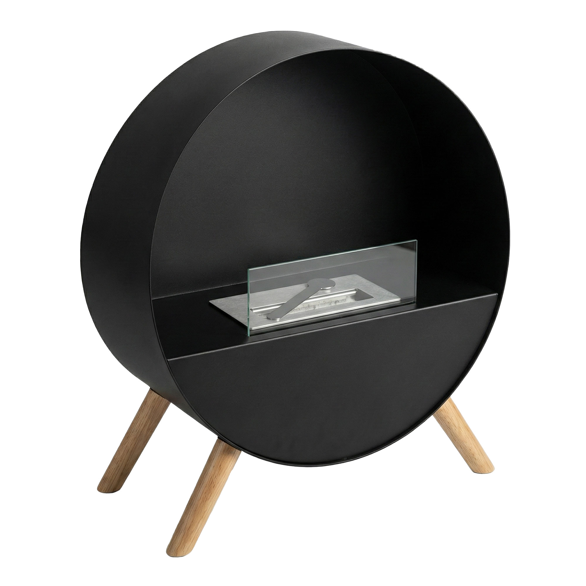 Venere - chimenea de bioetanol 60x72x30 cm patas de madera negro