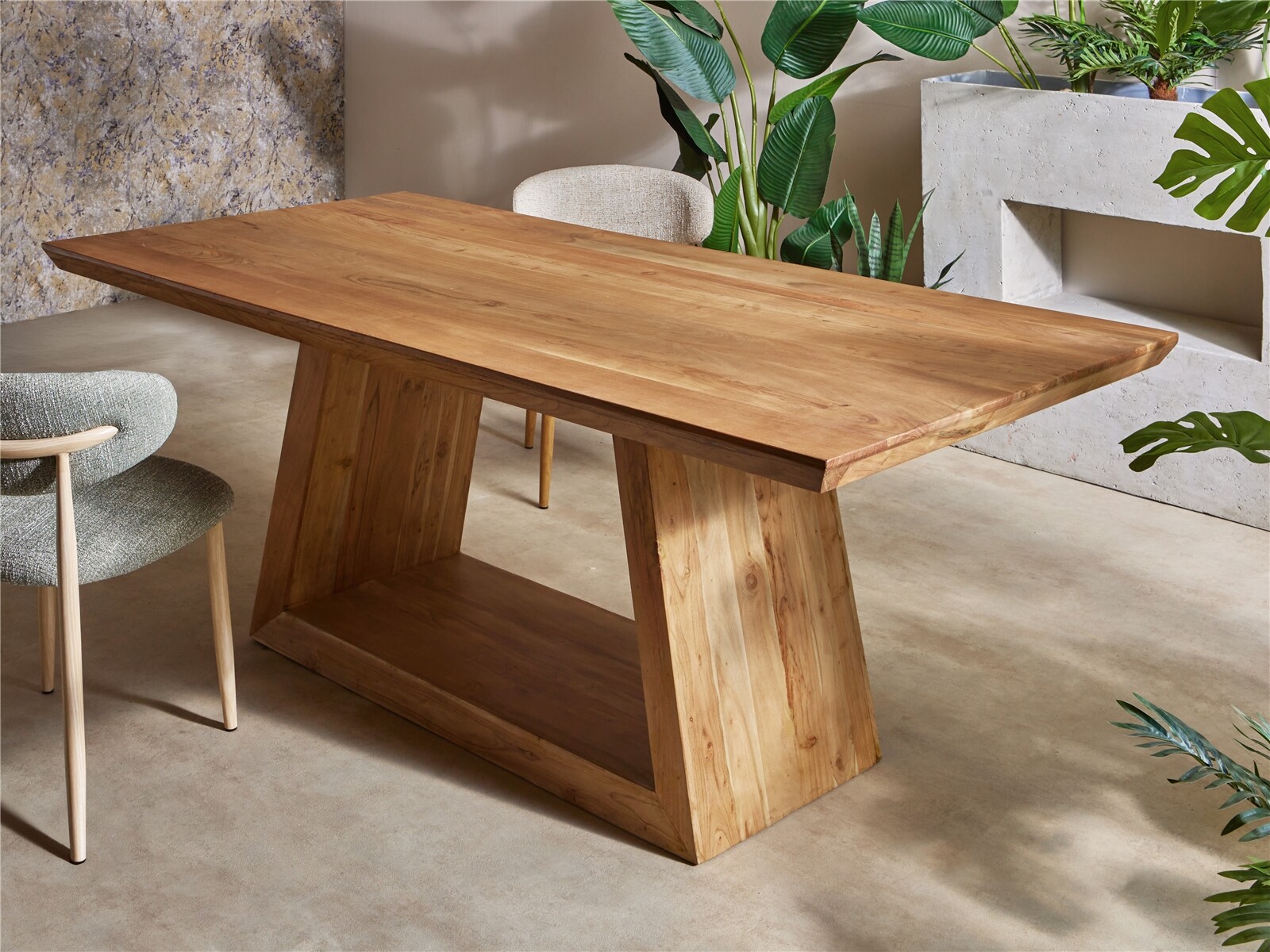 Mesa comedor new stone acacia 200x100x77 cms. 200x100x77 cms