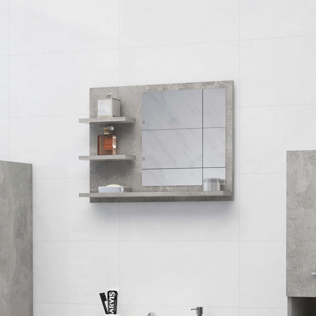 Espejo de baño madera contrachapada gris hormigón 60x10,5x45 cm es9671
